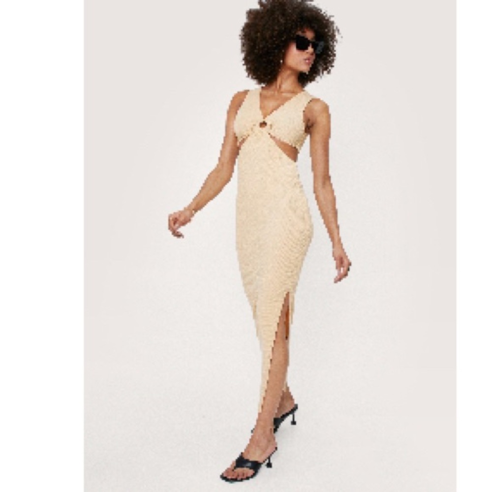 Nastygal V Neck Cut Out O Ring Midi Dress